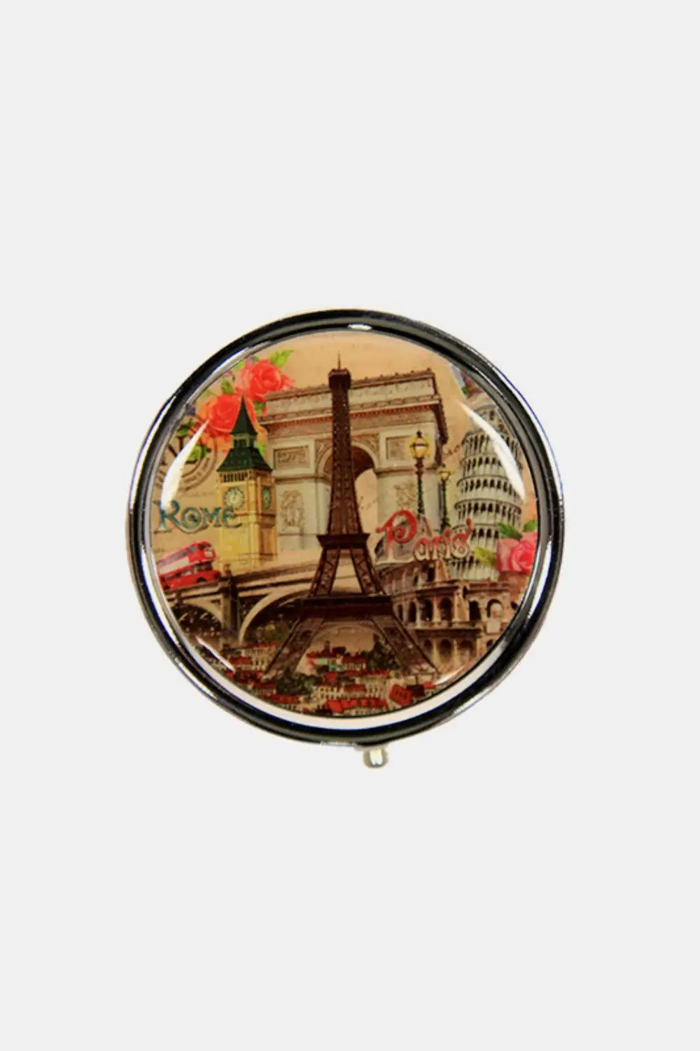 Print Metallic Circular Small Pill Case - Health and Wellness