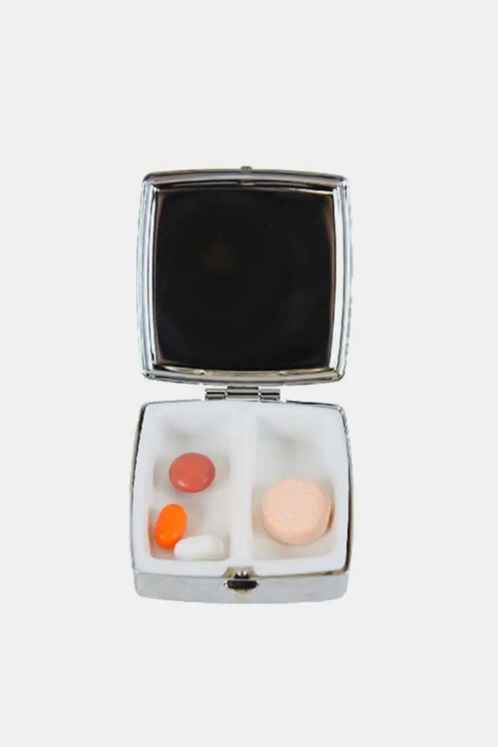 Printed Metallic Square Pill Case - Health and Wellness