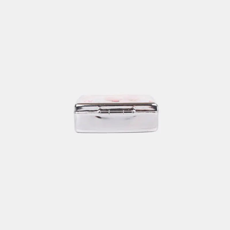 Printed Metallic Square Pill Case - Health and Wellness