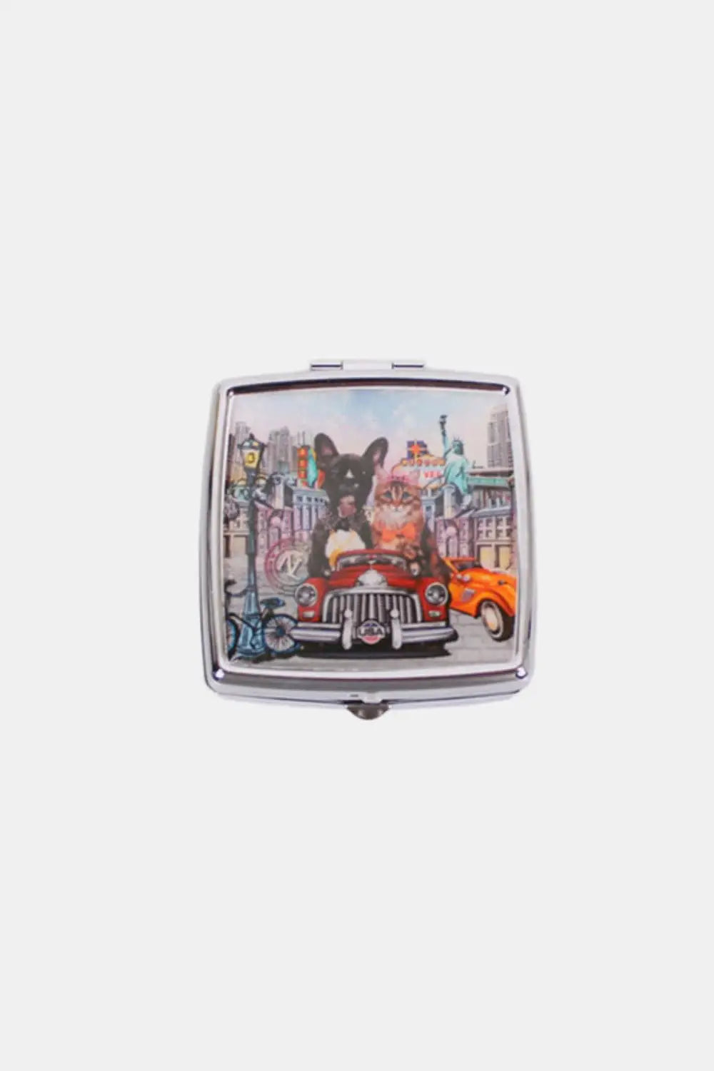 Printed Metallic Square Pill Case - Health and Wellness