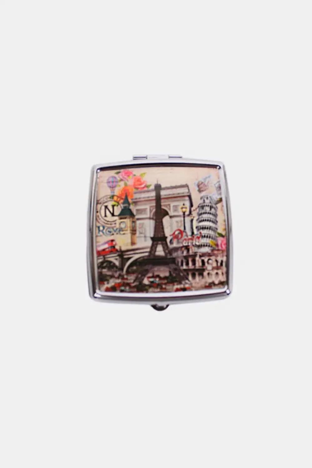 Printed Metallic Square Pill Case - Health and Wellness