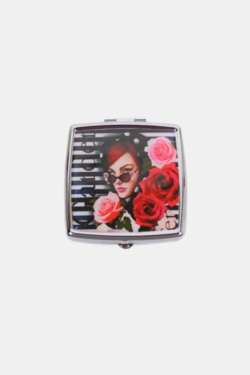 Printed Metallic Square Pill Case - Health and Wellness