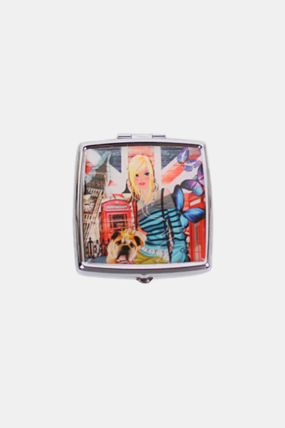 Printed Metallic Square Pill Case - Health and Wellness