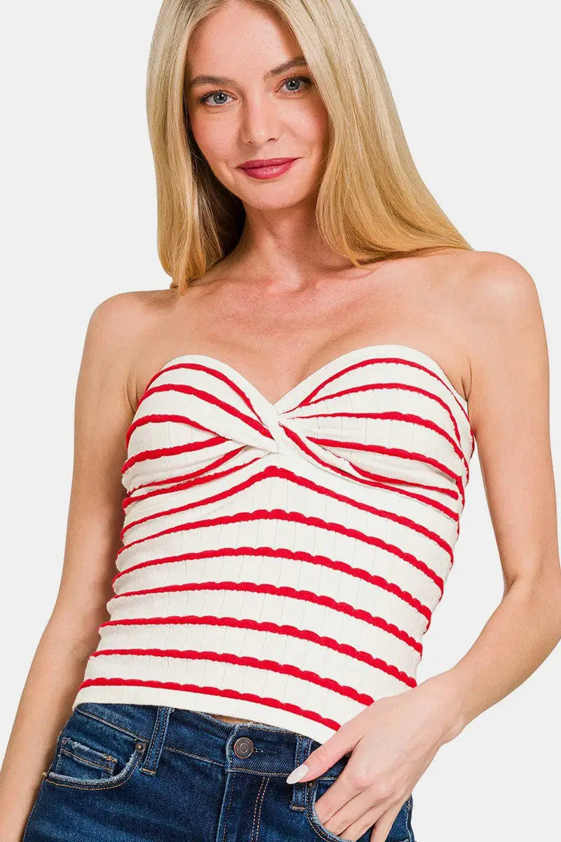 Red Striped Tube Top - Tube Tops