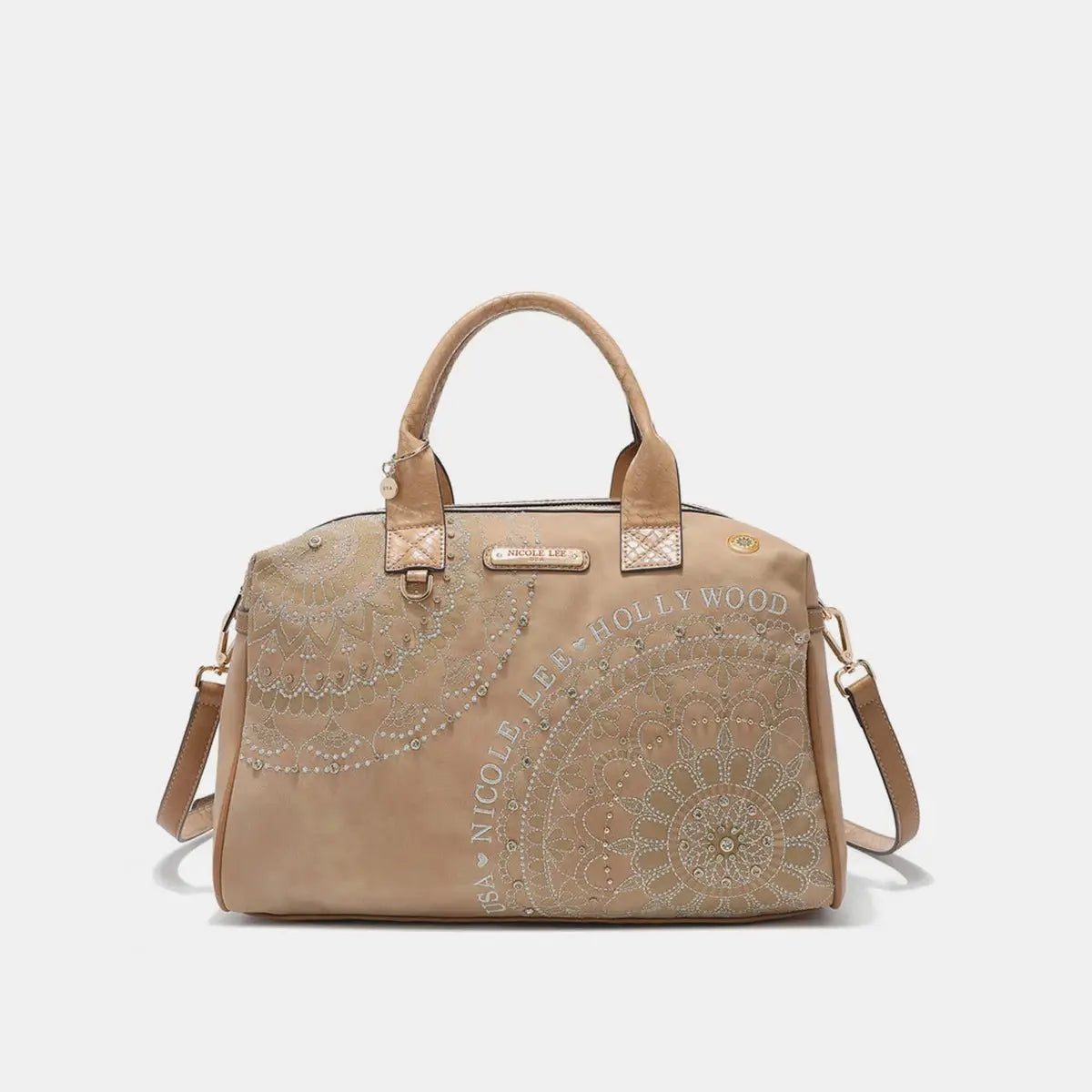 Rhinestone Decor Boston Bag - Handbags