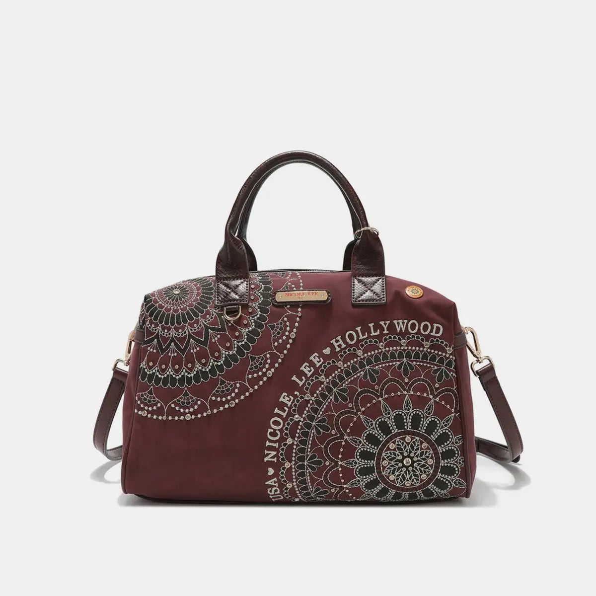Rhinestone Decor Boston Bag - Handbags