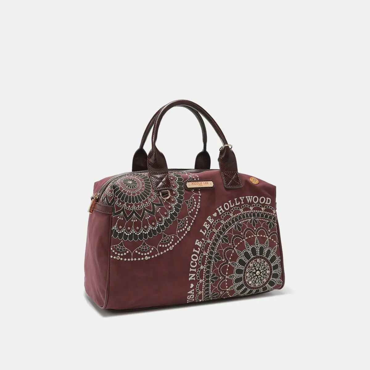 Rhinestone Decor Boston Bag - Handbags