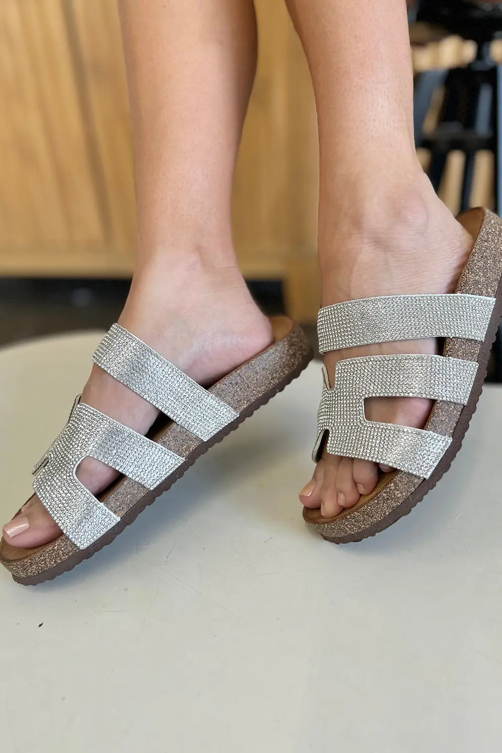 Forever Link Rhinestone Open Toe Sandals - Eclectage