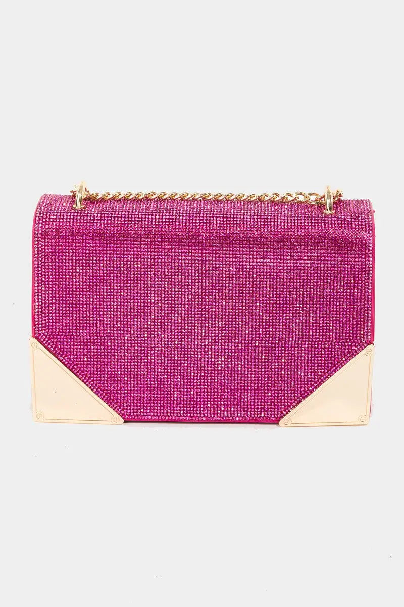 Rhinestone Studded Crossbody Bag - Eclectage