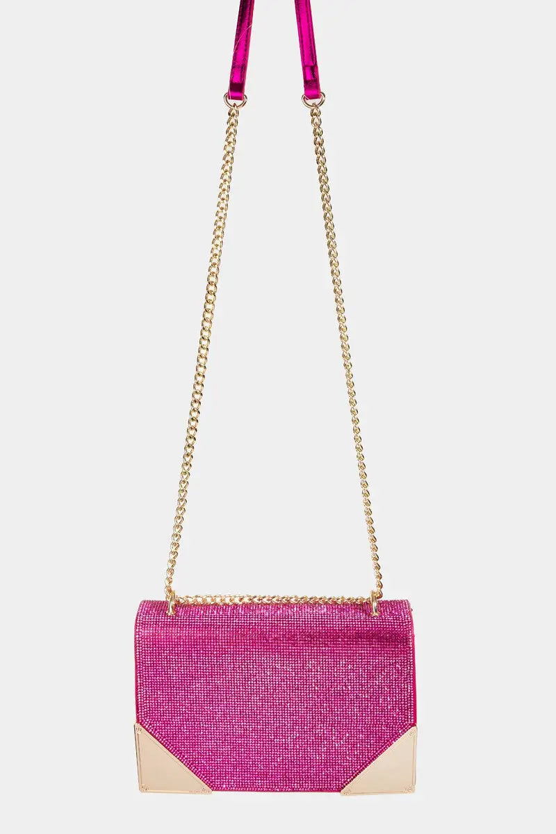 Rhinestone Studded Crossbody Bag - Eclectage