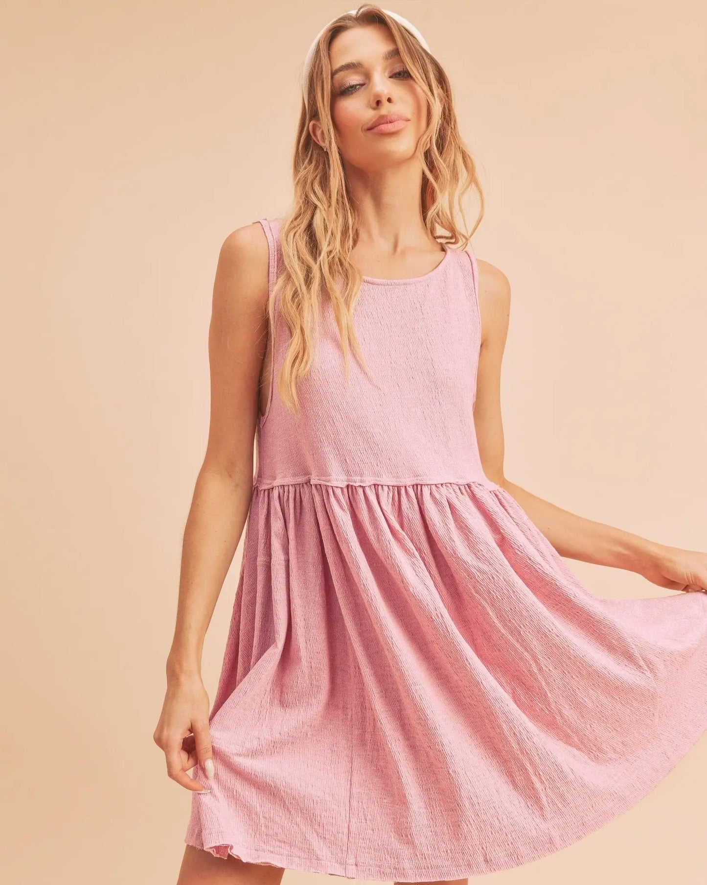 Round Neck Mini Tank Dress - Mini Dresses