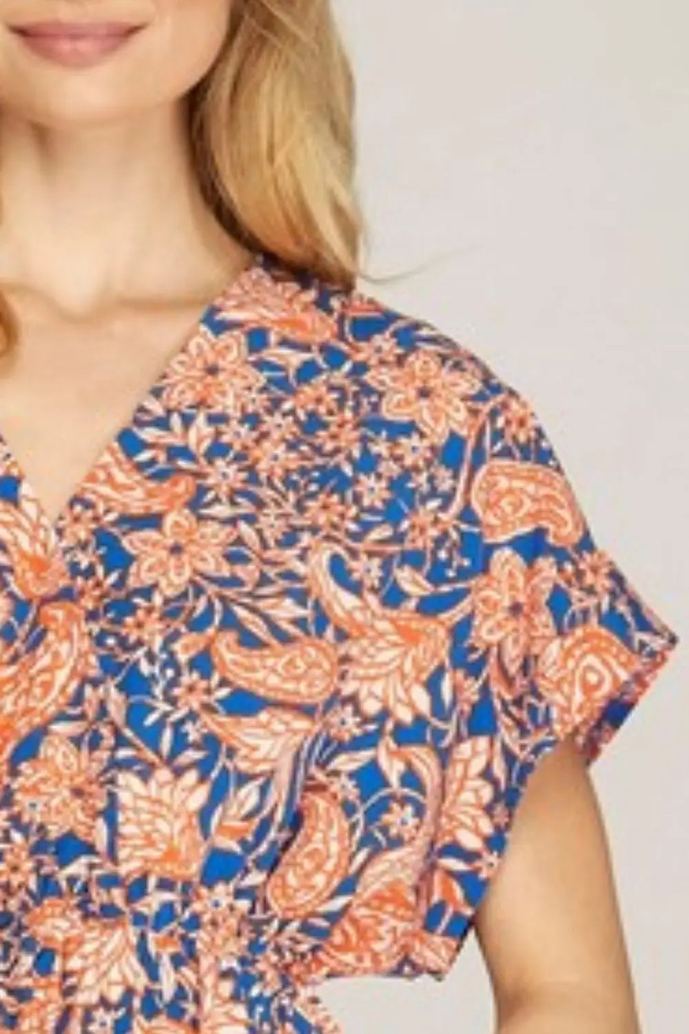 Royal Blue Printed Kimono Sleeve Mini Dress - Mini Dresses