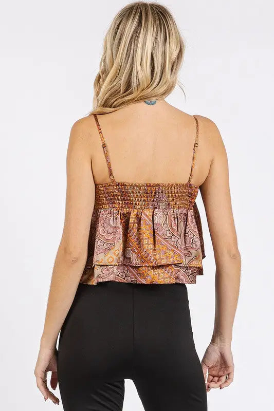 Paisley Patchwork Ruffle Crop Cami - Eclectage
