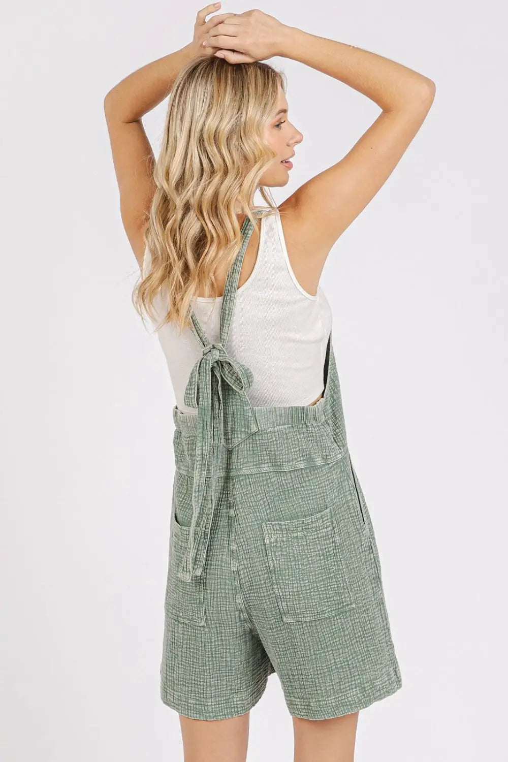 Sage Knotted Overalls Romper - Eclectage