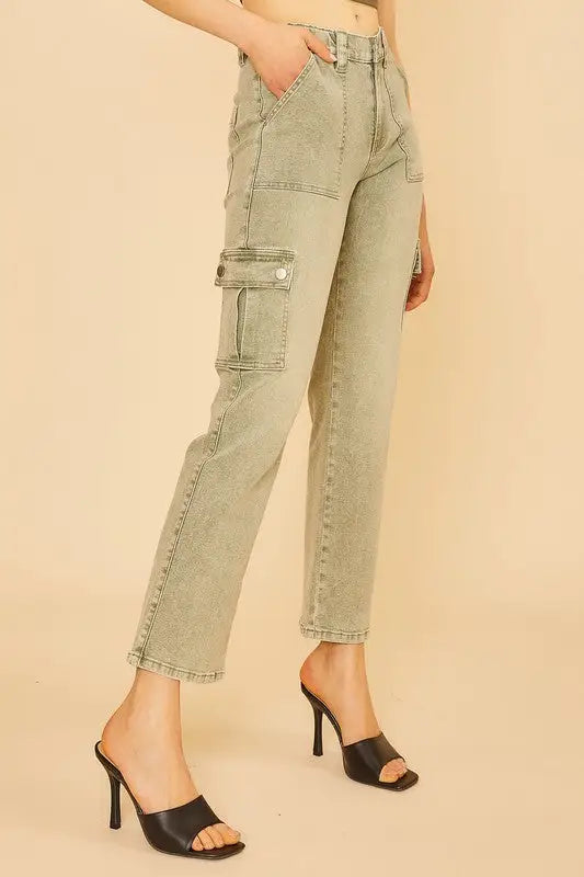 Sage Straight Leg Cargo Jeans - Eclectage