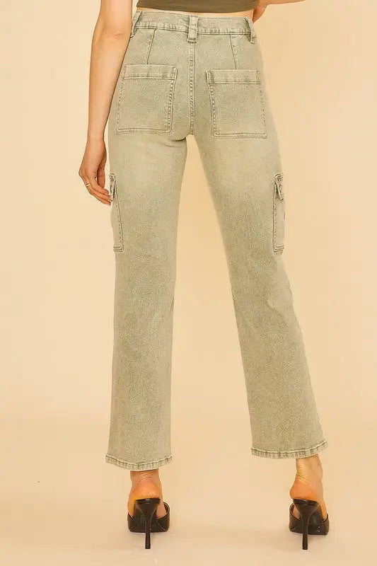 Sage Straight Leg Cargo Jeans - Eclectage