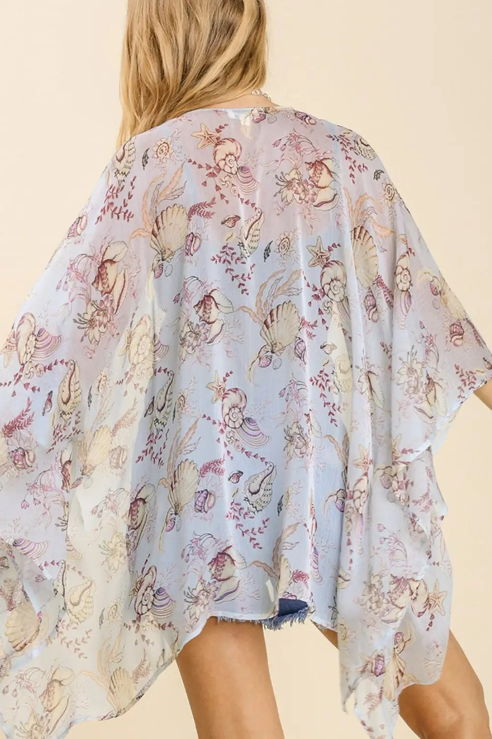 Umgee Full Size Sheer Mixed Print Kimono with Side Slit Plus Size - Eclectage