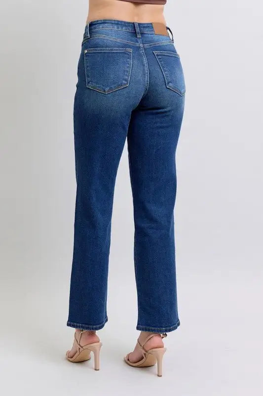 Side Seam Detail Straight Jeans - Straight Jeans