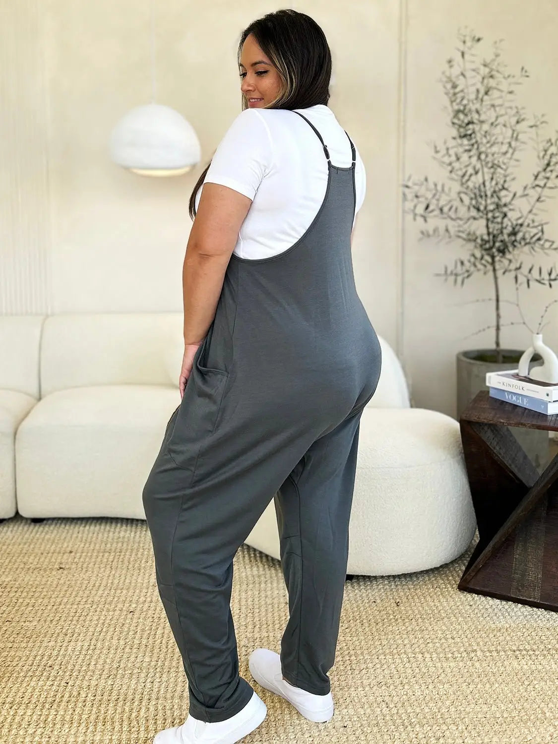 Sleeveless V - Neck Jumpsuit - Jumpsuits
