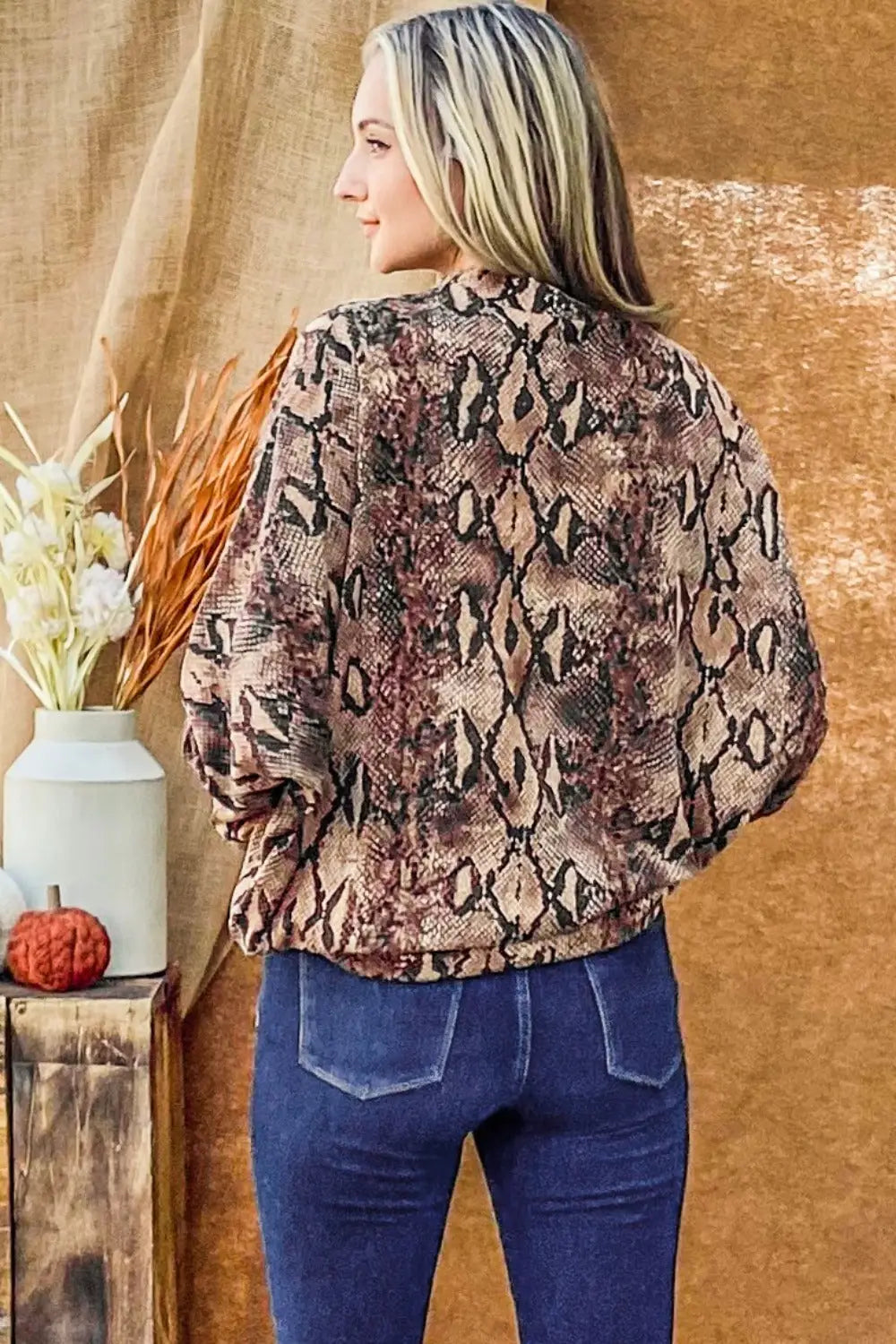 Snake Print Choker Neck Top - Eclectage