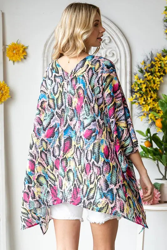 Snake Print Multicolored Kimono - Eclectage
