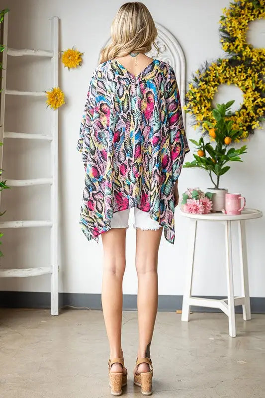 Snake Print Multicolored Kimono - Eclectage