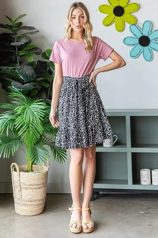 Solid And Animal Print Mauve Mini Dress - Mini Dresses