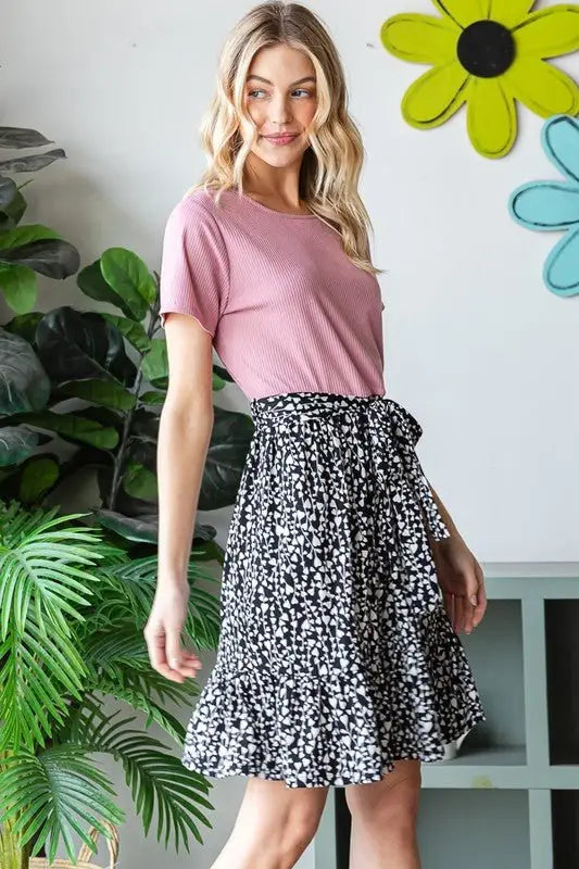 Solid And Animal Print Mauve Mini Dress - Mini Dresses