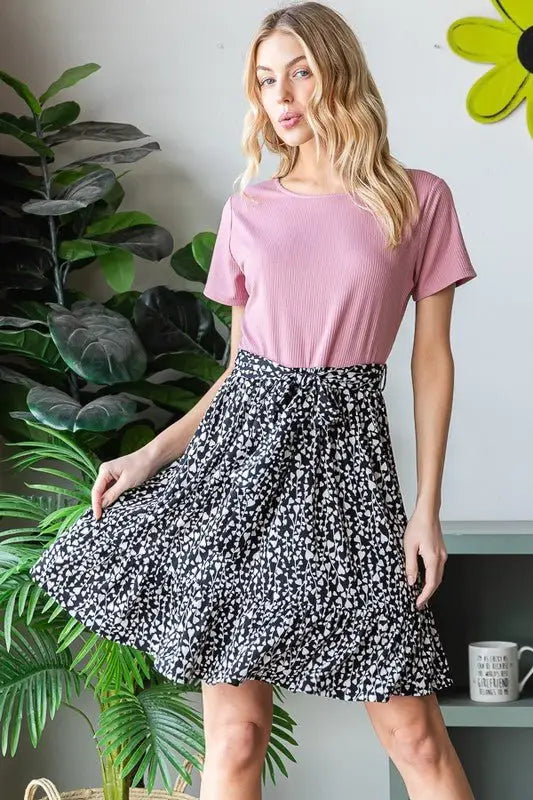 Solid And Animal Print Mauve Mini Dress - Mini Dresses