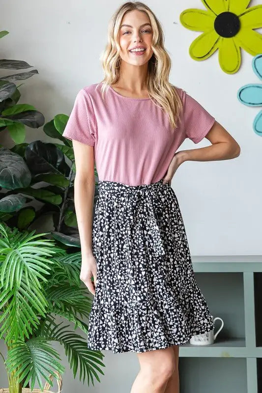 Solid And Animal Print Mauve Mini Dress - Mini Dresses