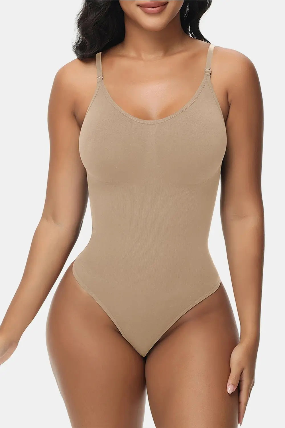 Spaghetti Strap Tummy Control Bodysuit - Bodysuits