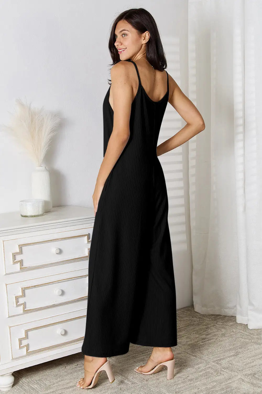 Spaghetti Strap V-Neck Jumpsuit - Eclectage