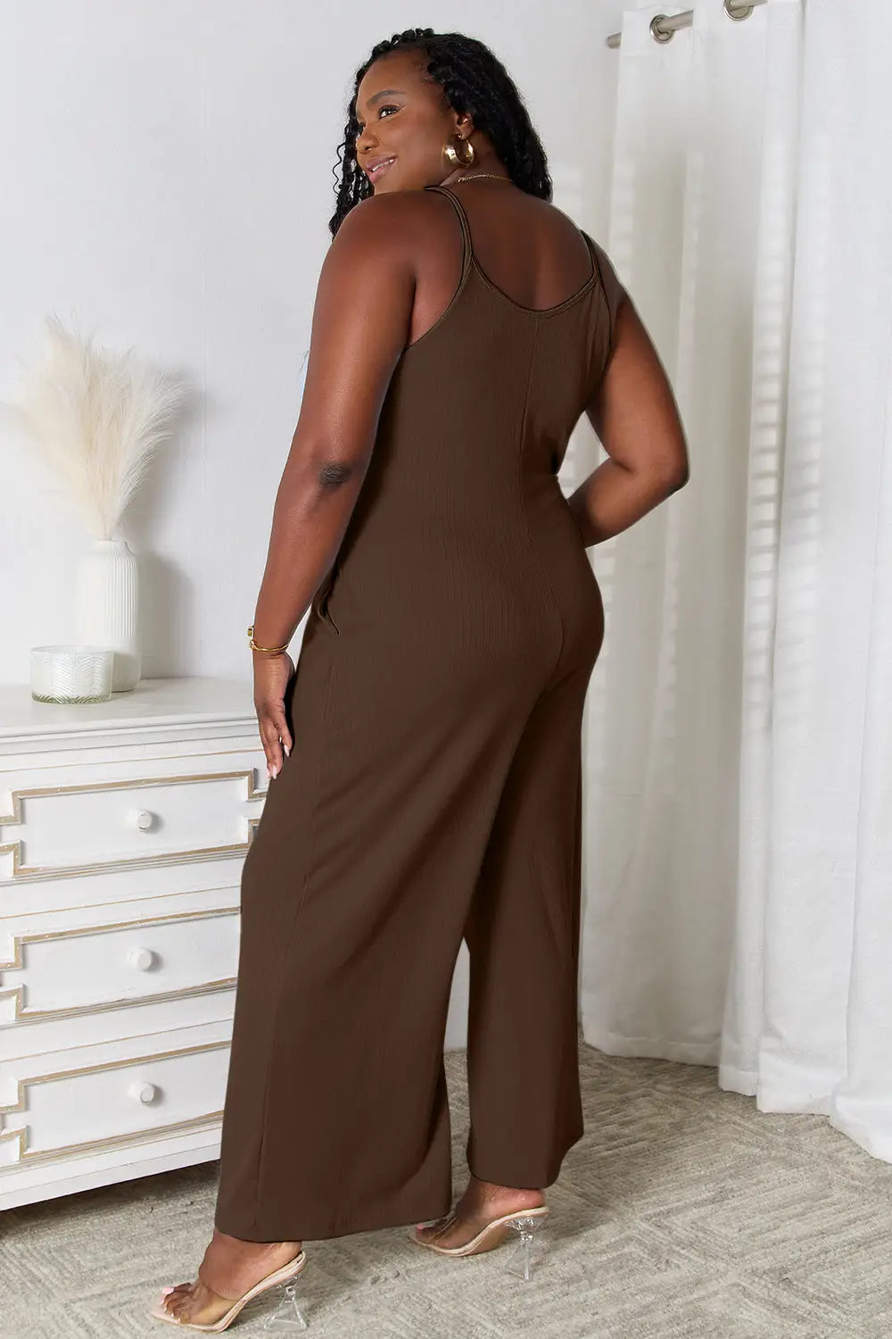 Spaghetti Strap V-Neck Jumpsuit - Eclectage