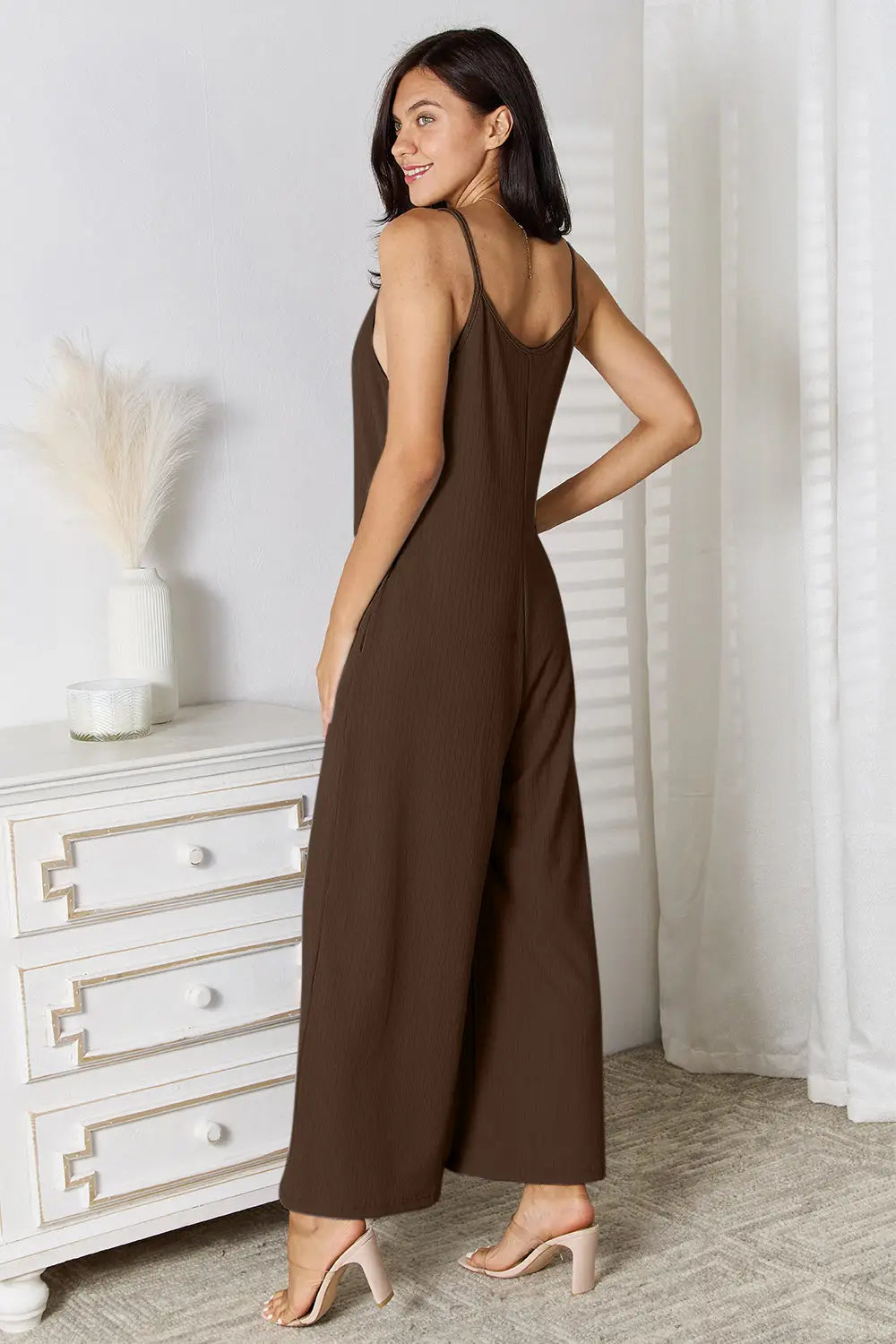 Spaghetti Strap V-Neck Jumpsuit - Eclectage