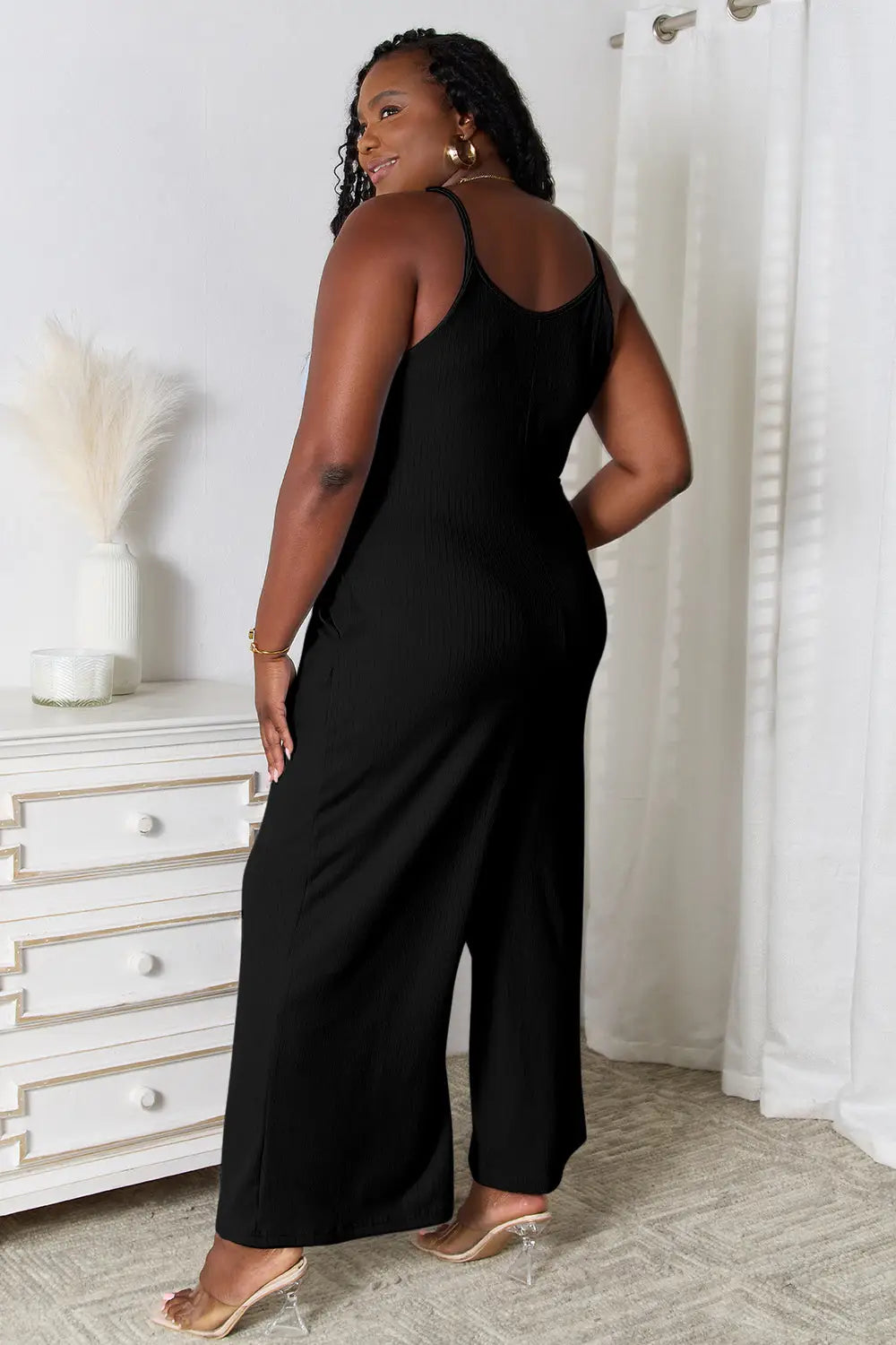 Spaghetti Strap V-Neck Jumpsuit - Eclectage