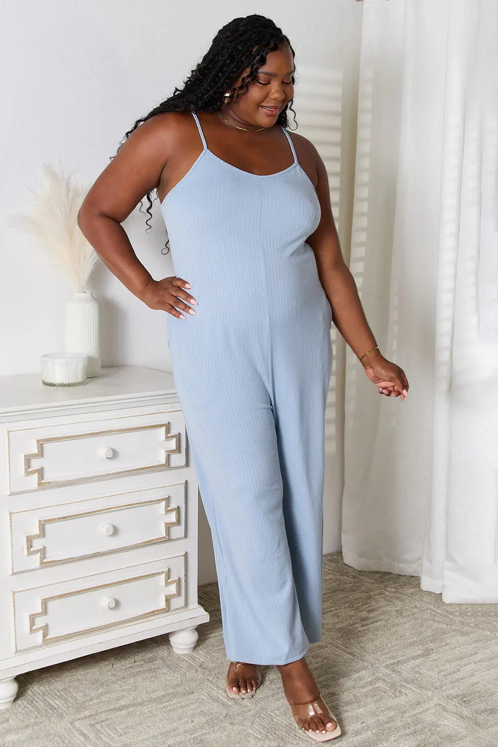 Spaghetti Strap V-Neck Jumpsuit - Eclectage