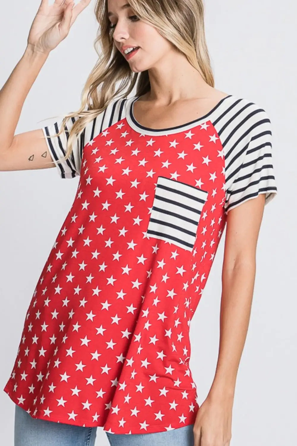 Star & Striped Short Sleeve T-Shirt - Tops