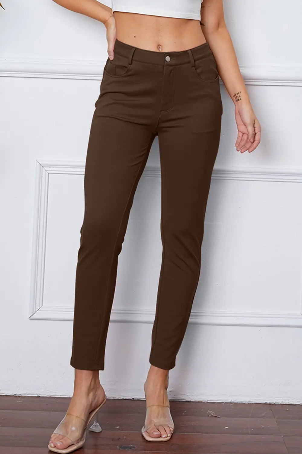 Stretchy Rayon Blend Pants - Pants