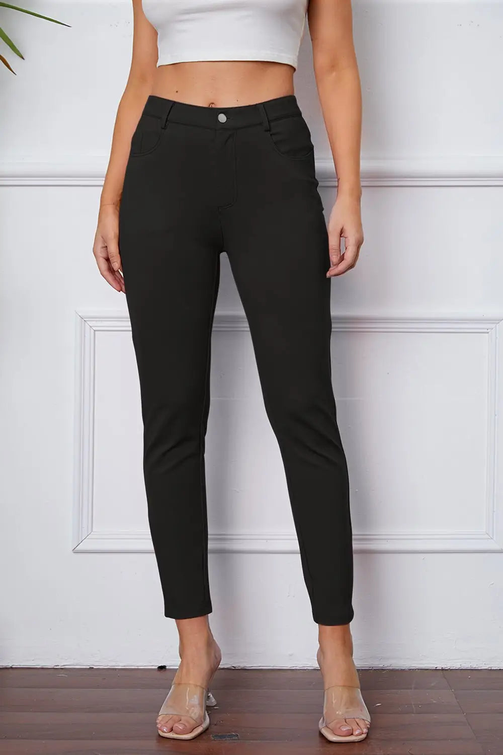 Stretchy Rayon Blend Pants - Pants