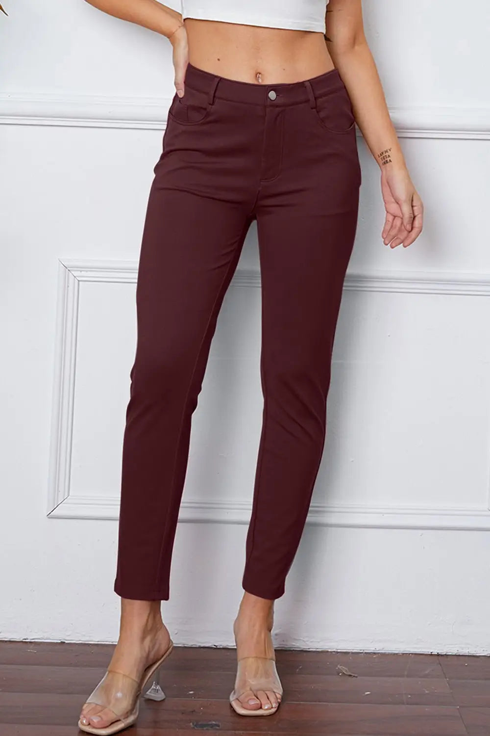 Stretchy Rayon Blend Pants - Pants