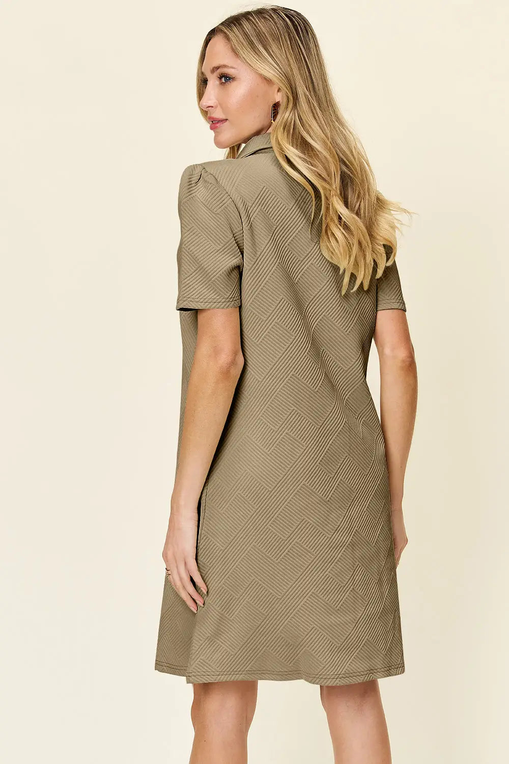 Texture Collared Neck Dress - Eclectage