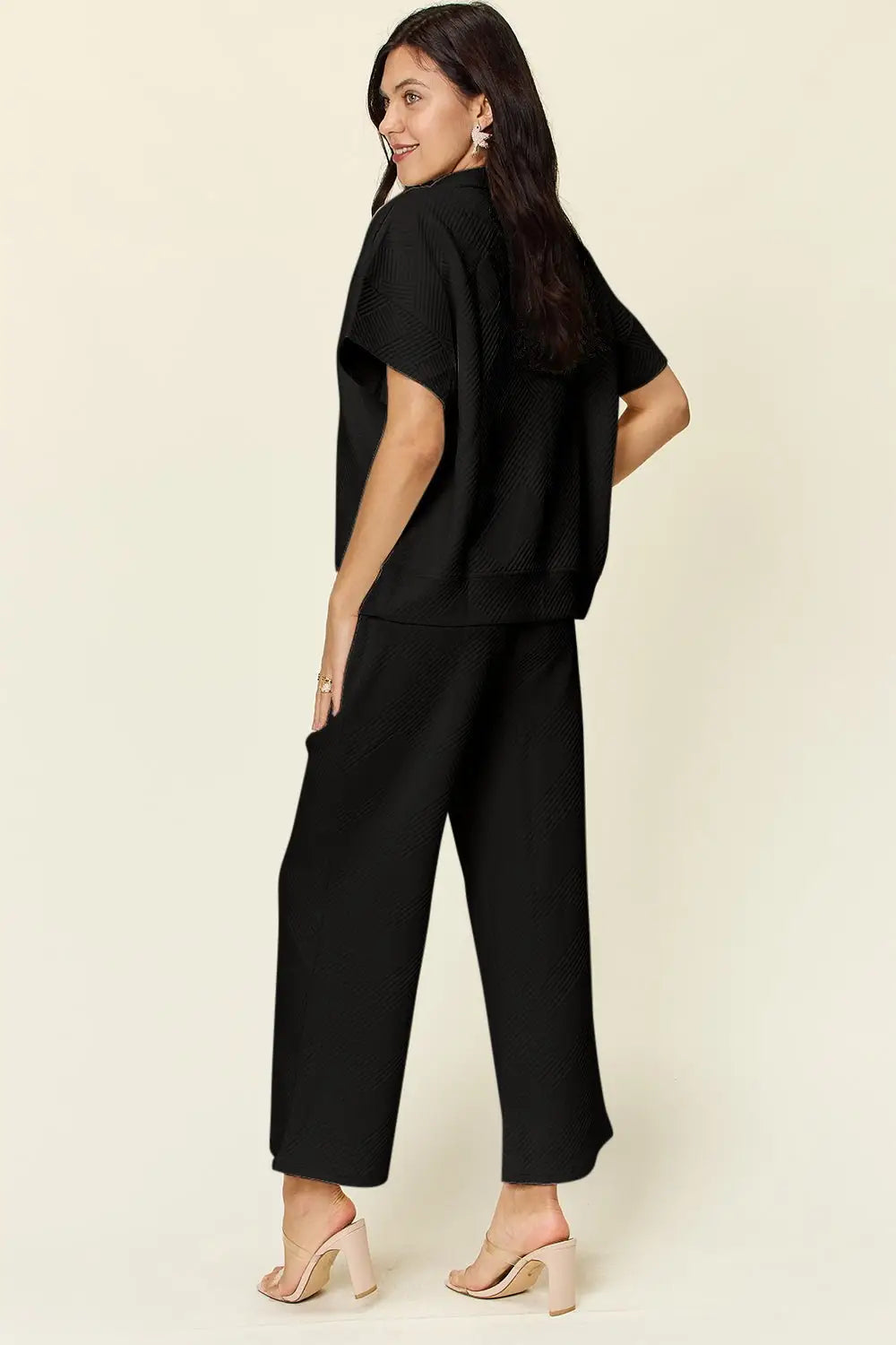 Texture Half Zip Top and Pants Set - Pants Sets