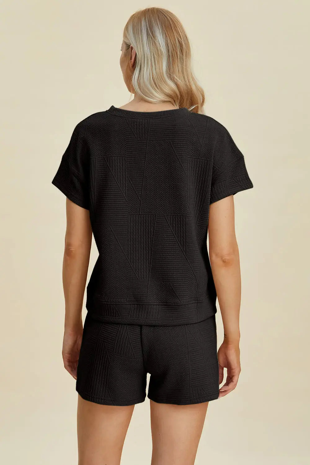 Texture Short Sleeve Top and Shorts Set - Eclectage