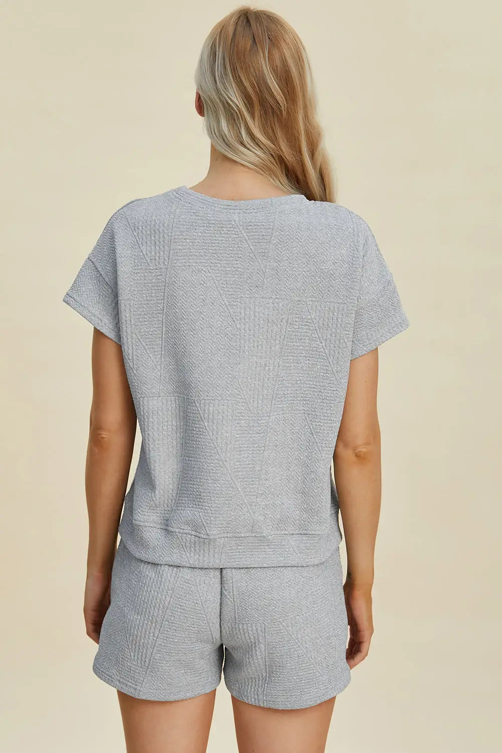 Texture Short Sleeve Top and Shorts Set - Eclectage