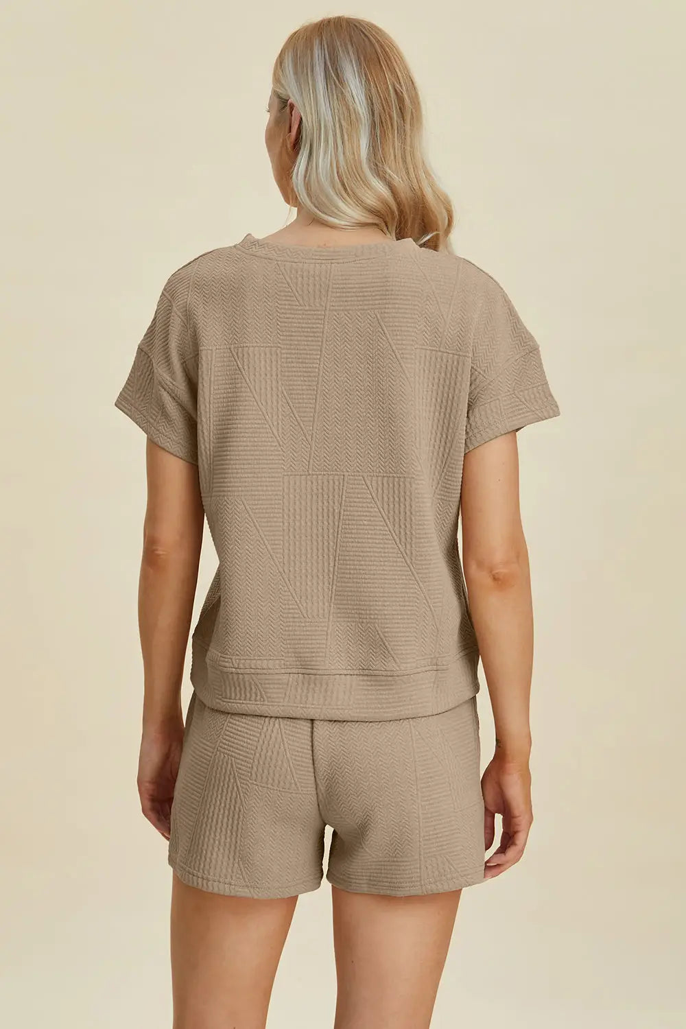 Texture Short Sleeve Top and Shorts Set - Eclectage