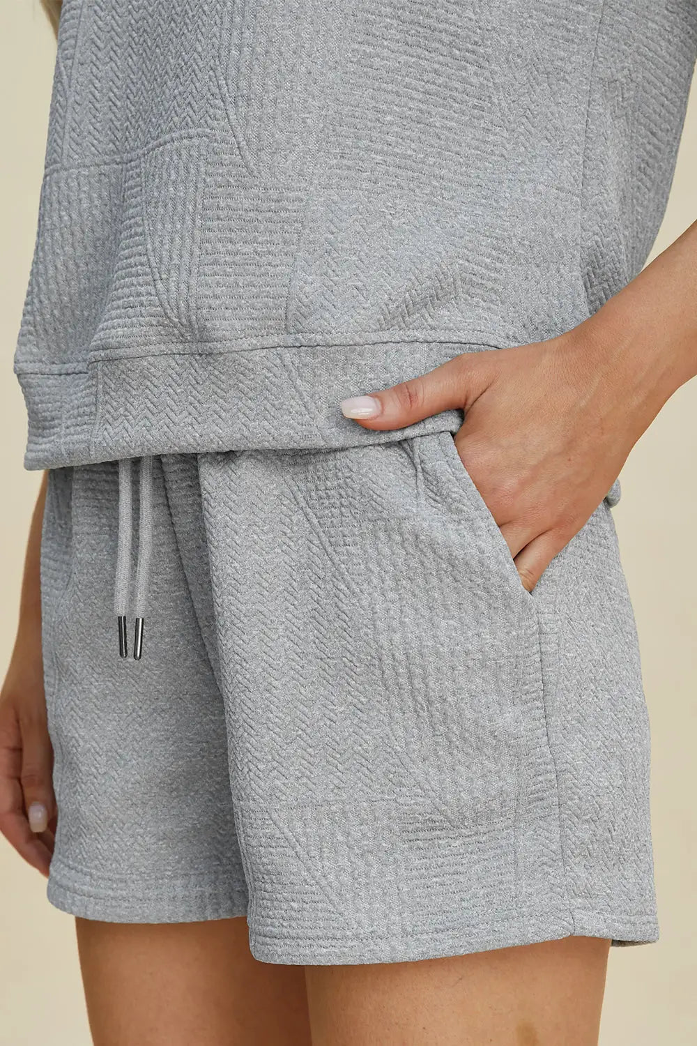 Texture Short Sleeve Top and Shorts Set - Eclectage