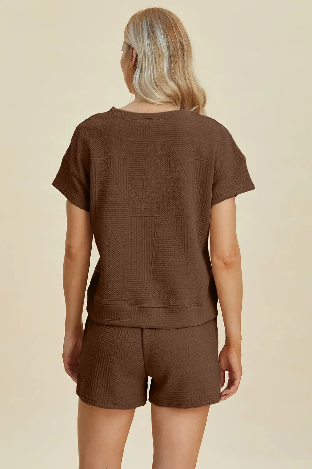 Texture Short Sleeve Top and Shorts Set - Eclectage
