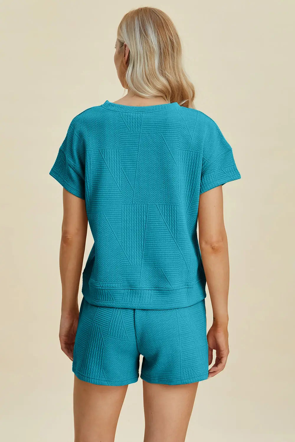 Texture Short Sleeve Top and Shorts Set - Eclectage