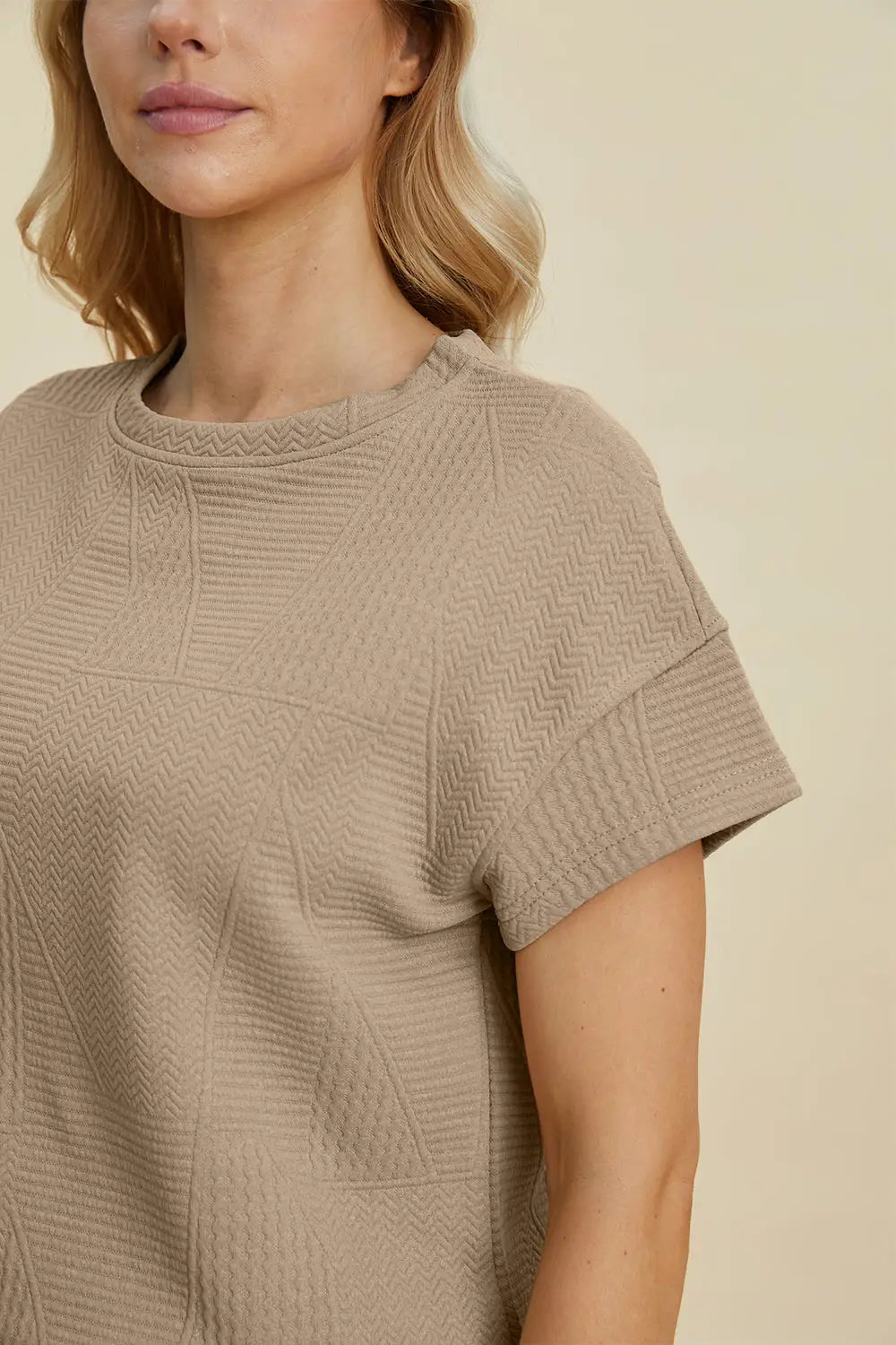 Texture Short Sleeve Top and Shorts Set - Eclectage