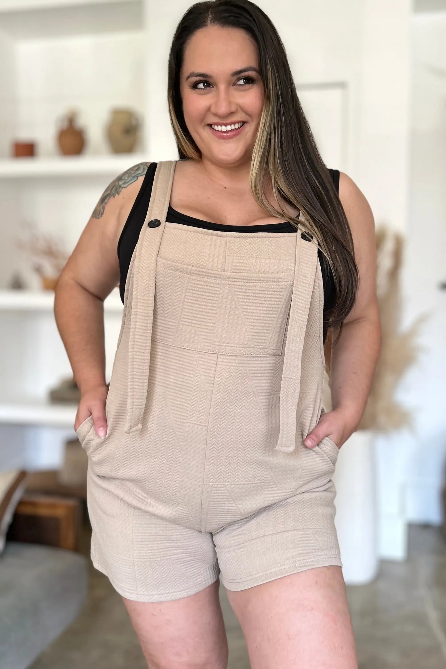 Texture Sleeveless Romper - Eclectage